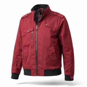 Classic Men's Deep Red Bomber Jacket